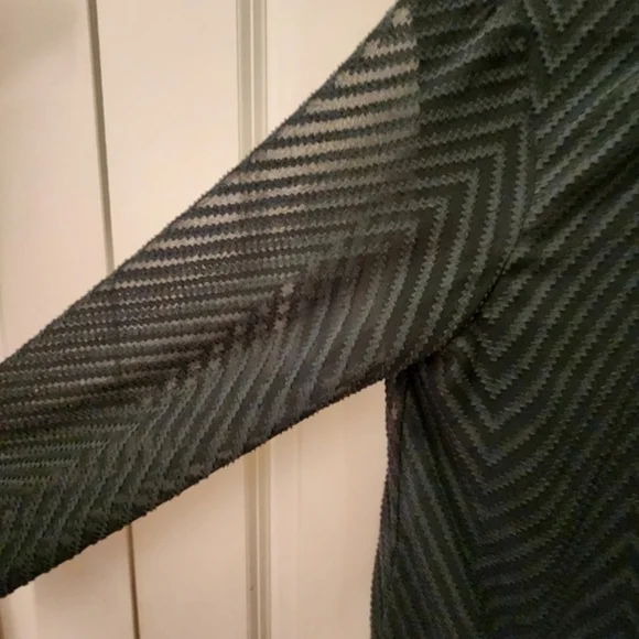 ONLY Emerald Green Chevron Blouse with Sheer Sleeves - S/4/36 - Picture 10 of 10